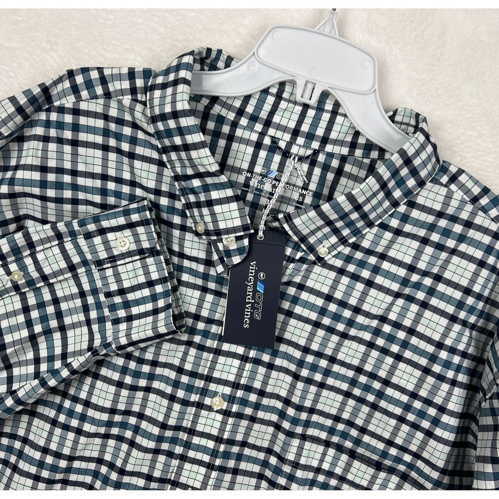 Vineyard Vines On The Go Button Down Shirt‎ Mens 3XLT Tall New OTG Blue Green